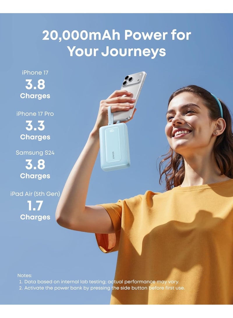 Anker Zolo Power Bank (2025 Upgraded Version), 45W Max Fast Charging, 20,000mAh Battery Pack, Dual Built-in USB-C Cables, USB-C&A Port, for iPhone 17/16 Series, Galaxy, MacBook, and More - Image 4